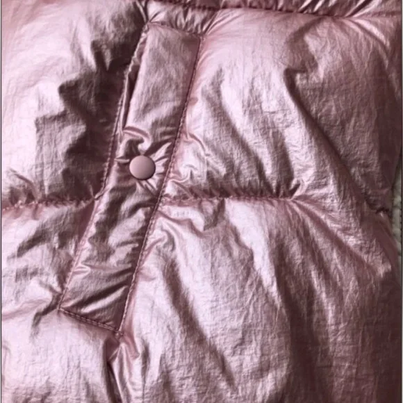 ZARA GIRL METALLIC PINK CREAM PUFFER VEST ZIP FRONT WAISTCOAT OUTERWEAR SZ 9-10 - Picture 4 of 11